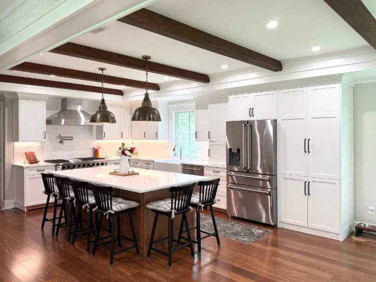 Modern kitchen with wooden beams and island